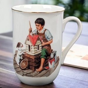 Vintage Norman Rockwell 1982 A Dollhouse For Sis Coffee Cup